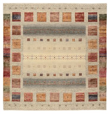 Tapis Gabbeh - Loribaft Indus carré  - 201 x 196 cm - multicolore