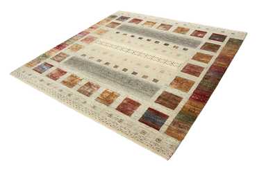 Gabbeh Rug - Loribaft Indus square  - 206 x 205 cm - multicolored