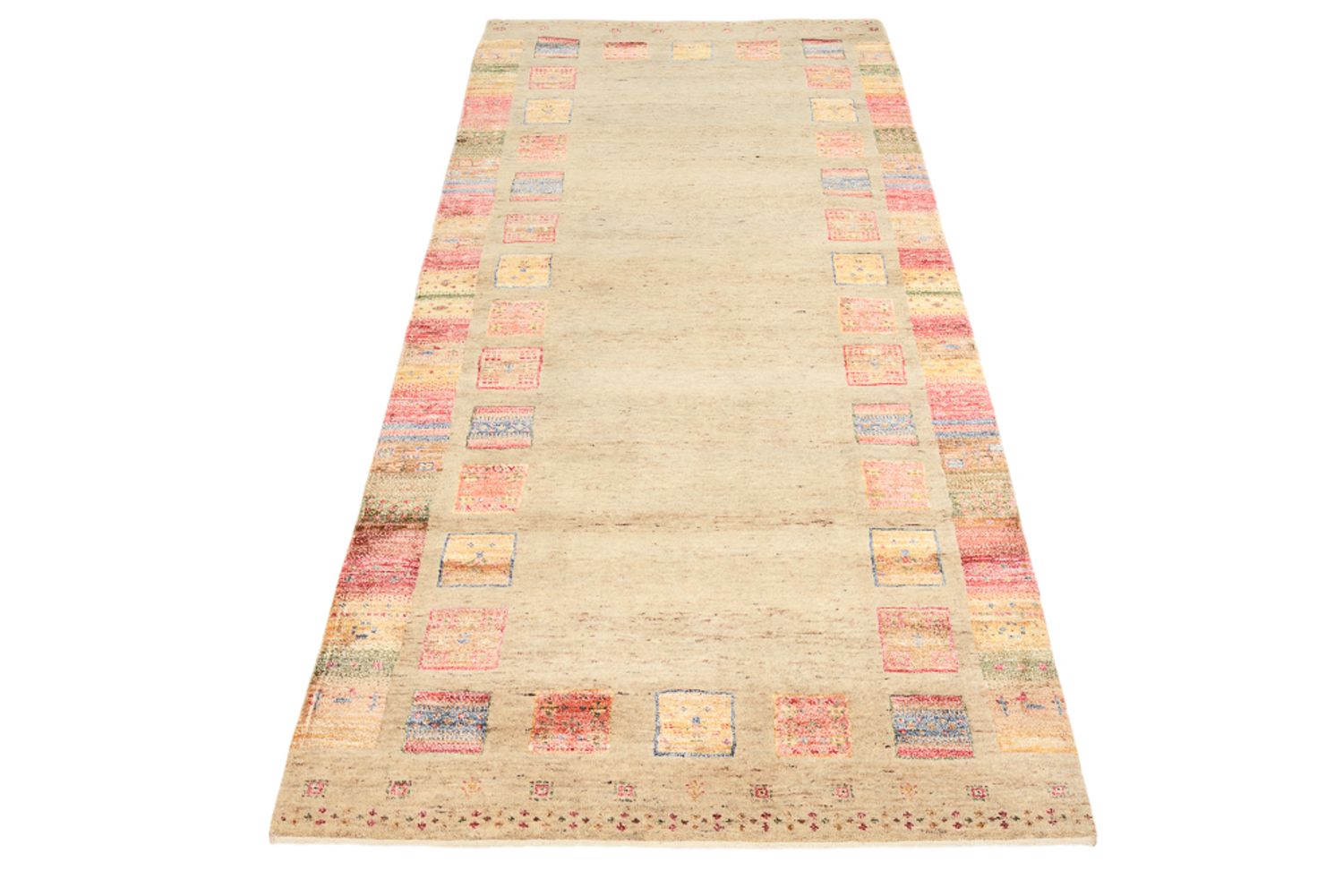 Biegacz Dywan Gabbeh - Loribaft Indus - 204 x 95 cm - wielokolorowy