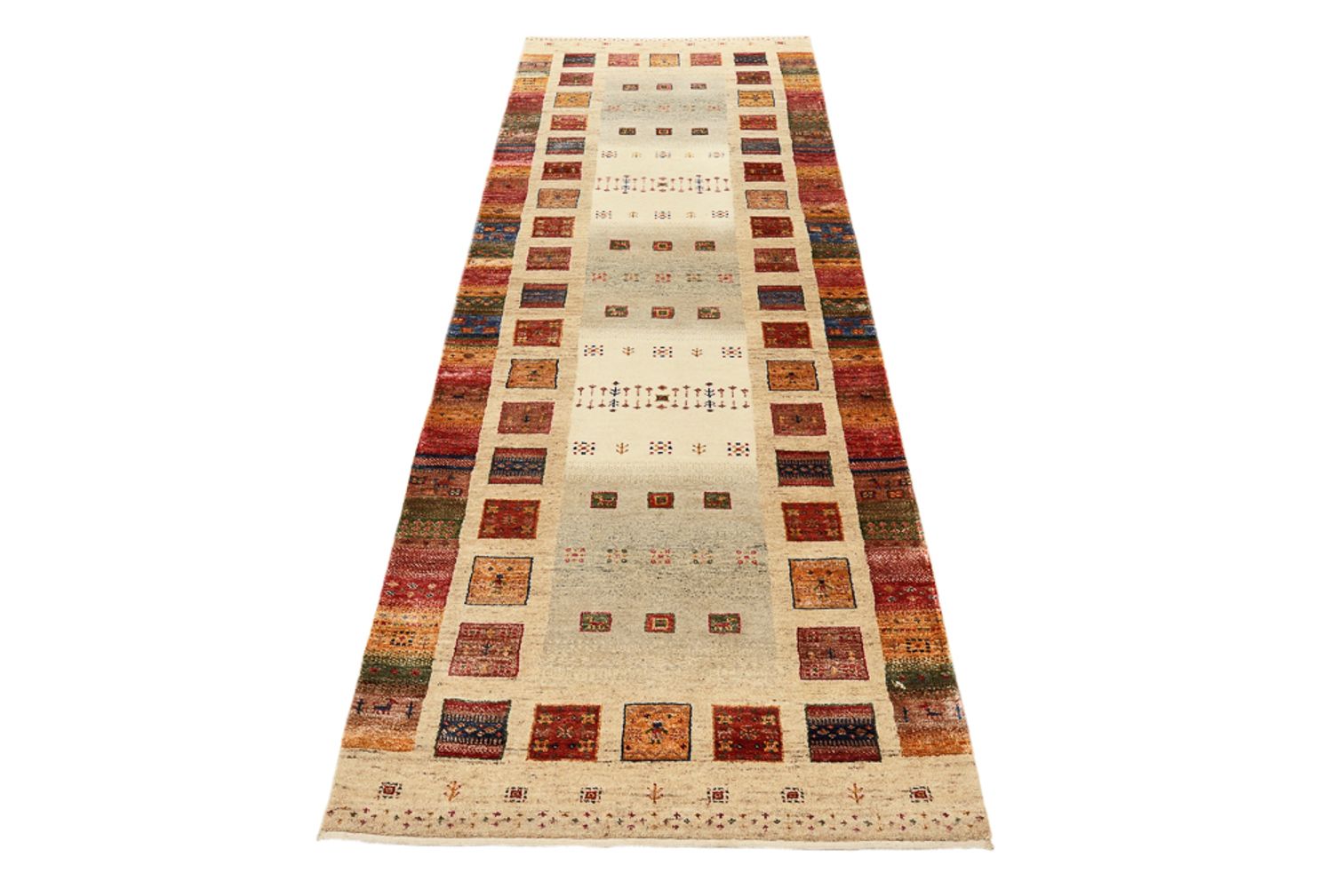 Tapis de couloir Tapis Gabbeh - Loribaft Indus - 245 x 83 cm - multicolore