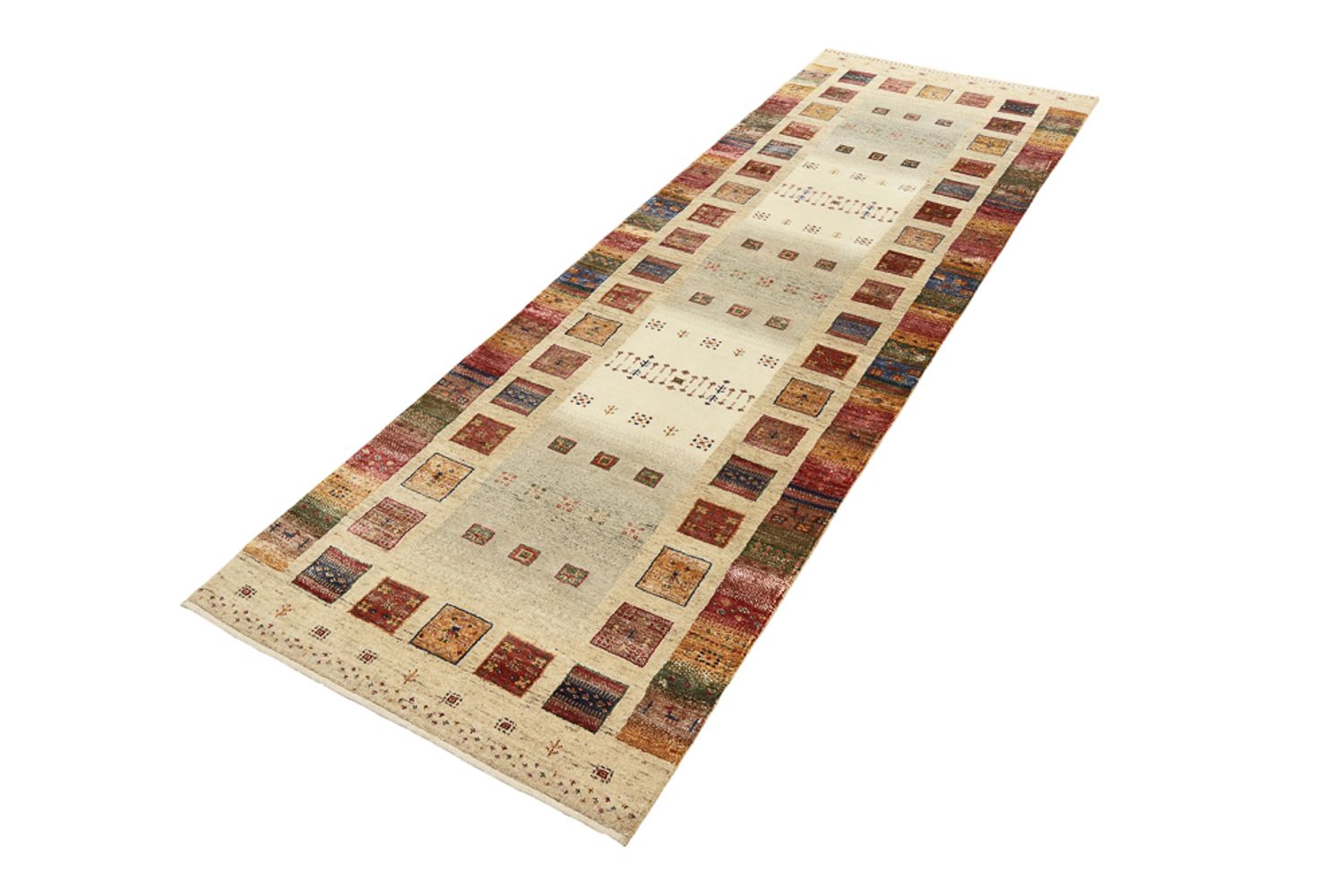 Tappeto corsia Tappeto Gabbeh - Loribaft Indus - 245 x 83 cm - multicolore