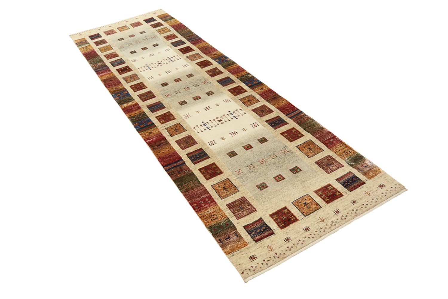 Tapis de couloir Tapis Gabbeh - Loribaft Indus - 245 x 83 cm - multicolore