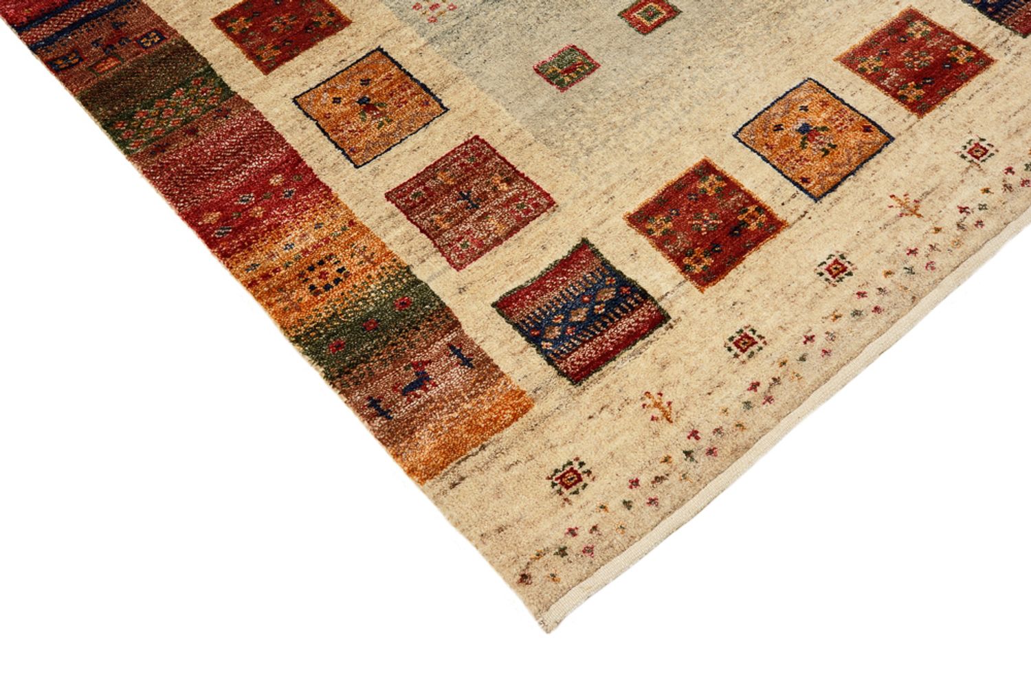 Corredor Tapete Gabbeh - Loribaft Indus - 245 x 83 cm - multicolorido