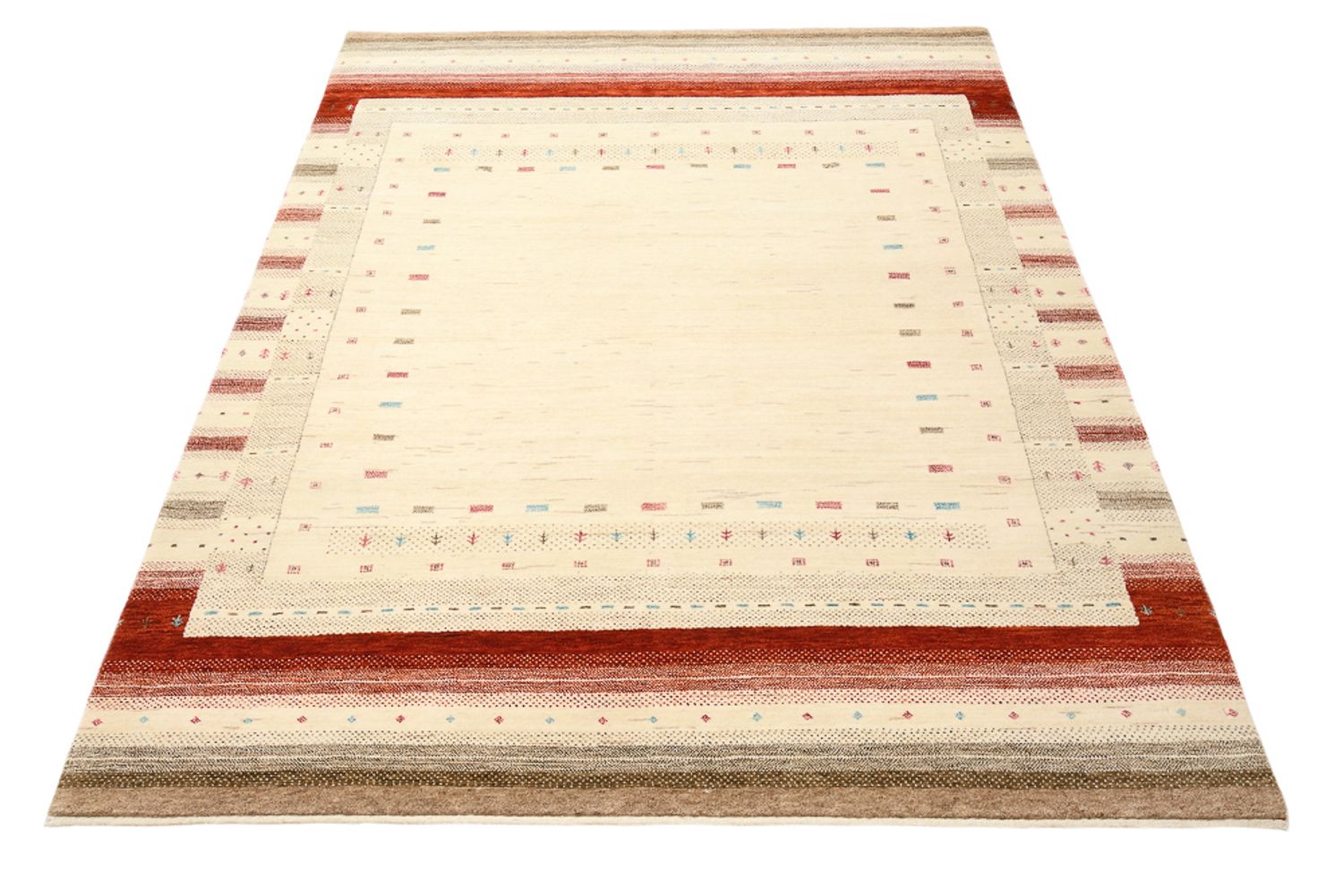 Tapis Gabbeh - Loribaft Indus - 194 x 154 cm - beige clair