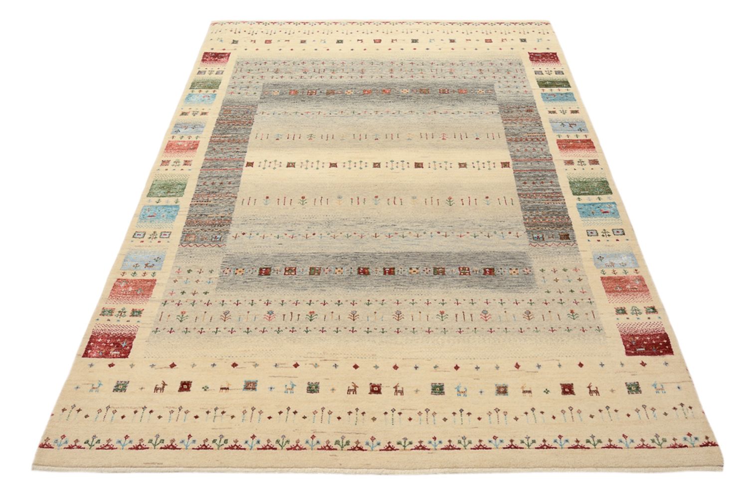 Gabbeh teppe - Loribaft Indus - 204 x 146 cm - lys beige