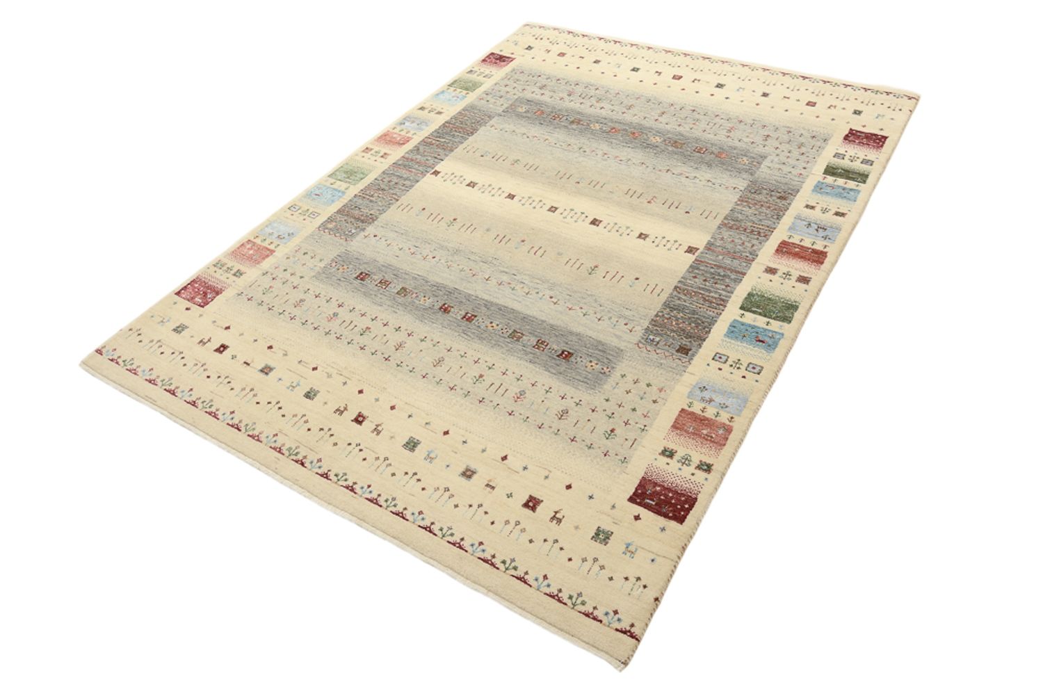 Gabbeh-mattan - Loribaft Indus - 204 x 146 cm - ljusbeige