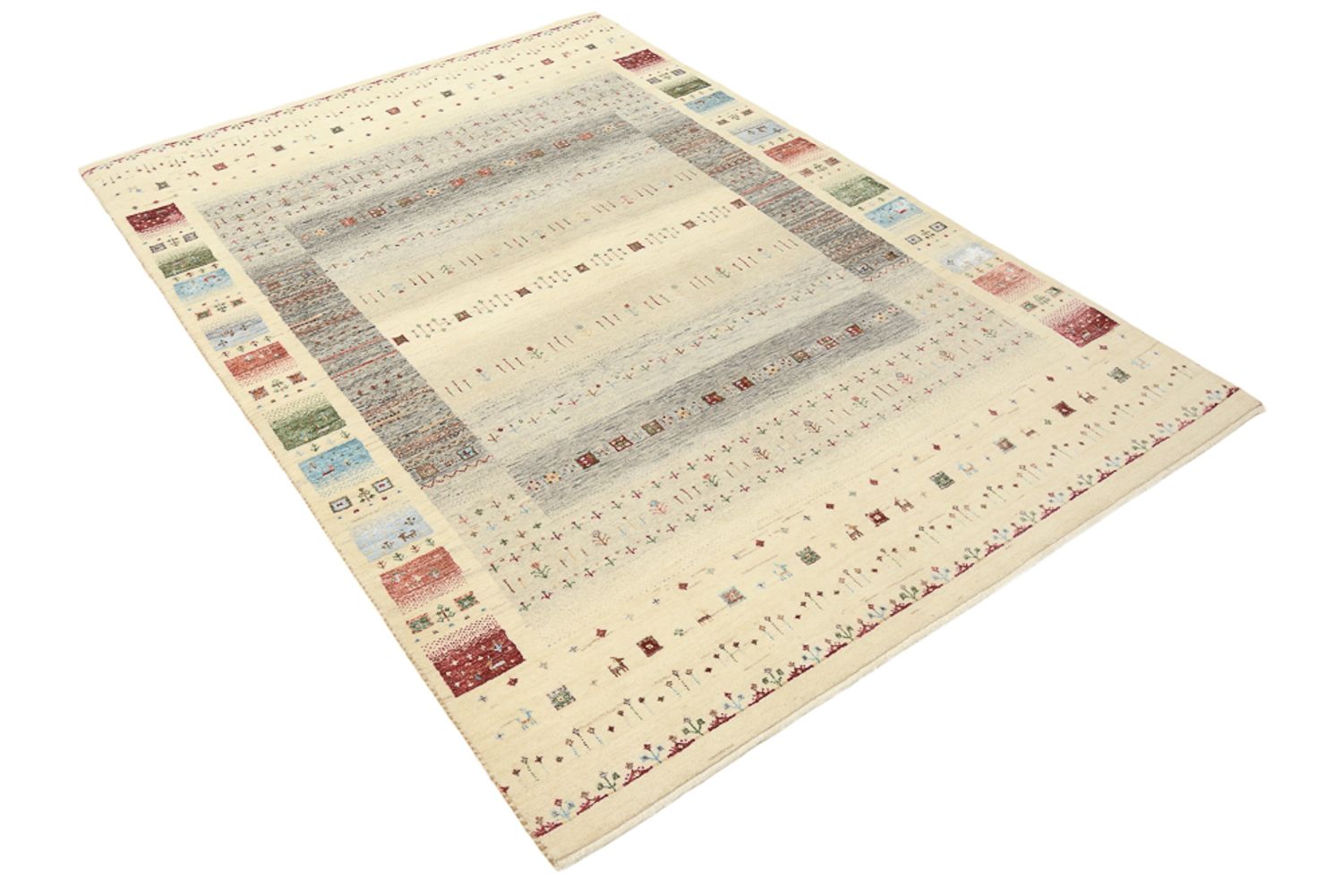 Gabbeh-mattan - Loribaft Indus - 204 x 146 cm - ljusbeige