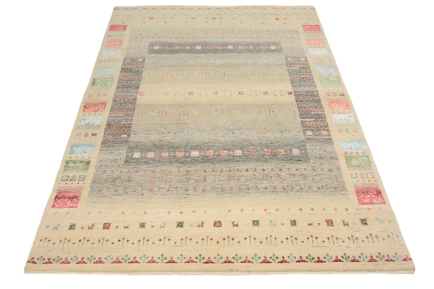 Gabbeh Tapijt - Loribaft Indus - 204 x 146 cm - licht beige