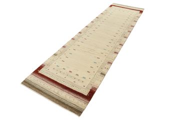 Tappeto corsia Tappeto Gabbeh - Loribaft Indus - 298 x 83 cm - beige chiaro