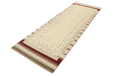 Løper Gabbeh teppe - Loribaft Indus - 243 x 84 cm - lys beige