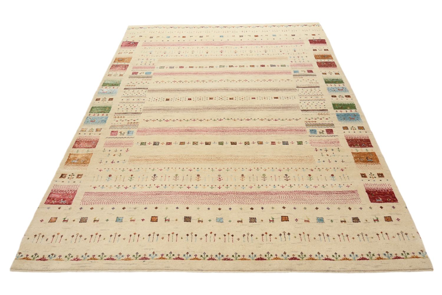 Gabbeh-mattan - Loribaft Indus - 239 x 174 cm - ljusbeige