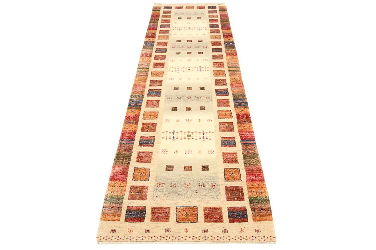 Tappeto corsia Tappeto Gabbeh - Loribaft Indus - 296 x 83 cm - multicolore