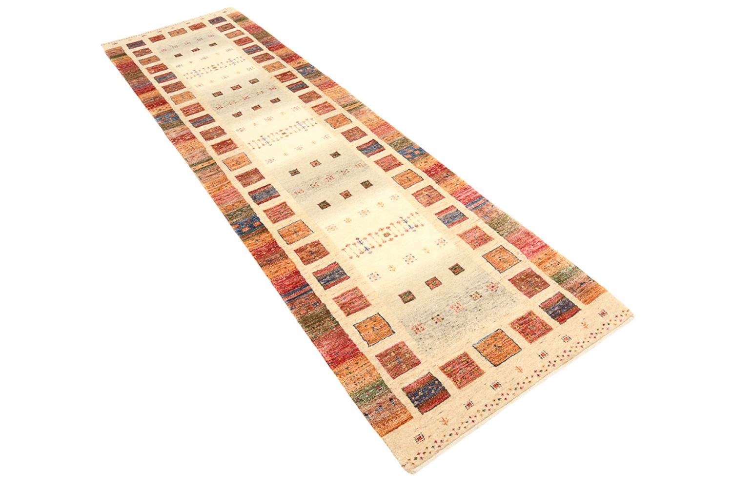 Tapis de couloir Tapis Gabbeh - Loribaft Indus - 296 x 83 cm - multicolore