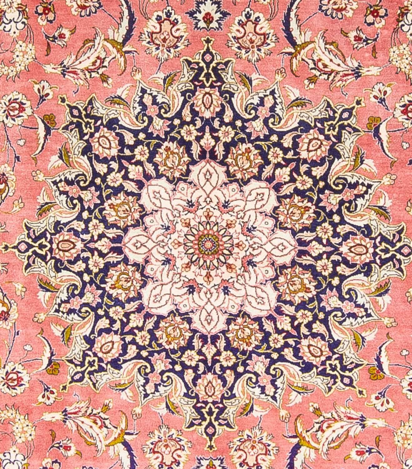 Hedvábný koberec - Ghom Silk - Premium čtvercový  - 247 x 247 cm - světle červená