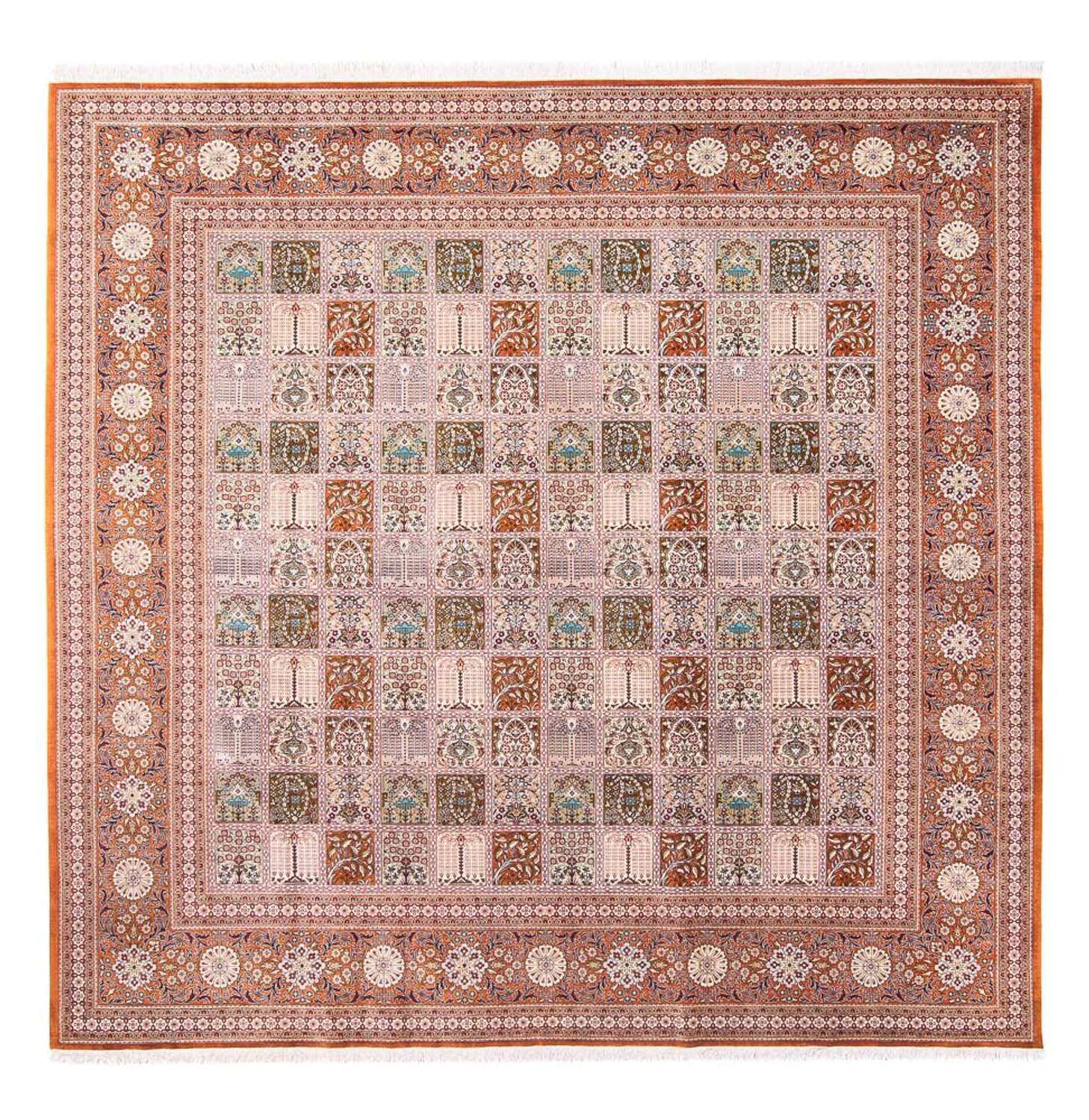 Hedvábný koberec - Ghom Silk - Premium čtvercový  - 250 x 250 cm - vícebarevné