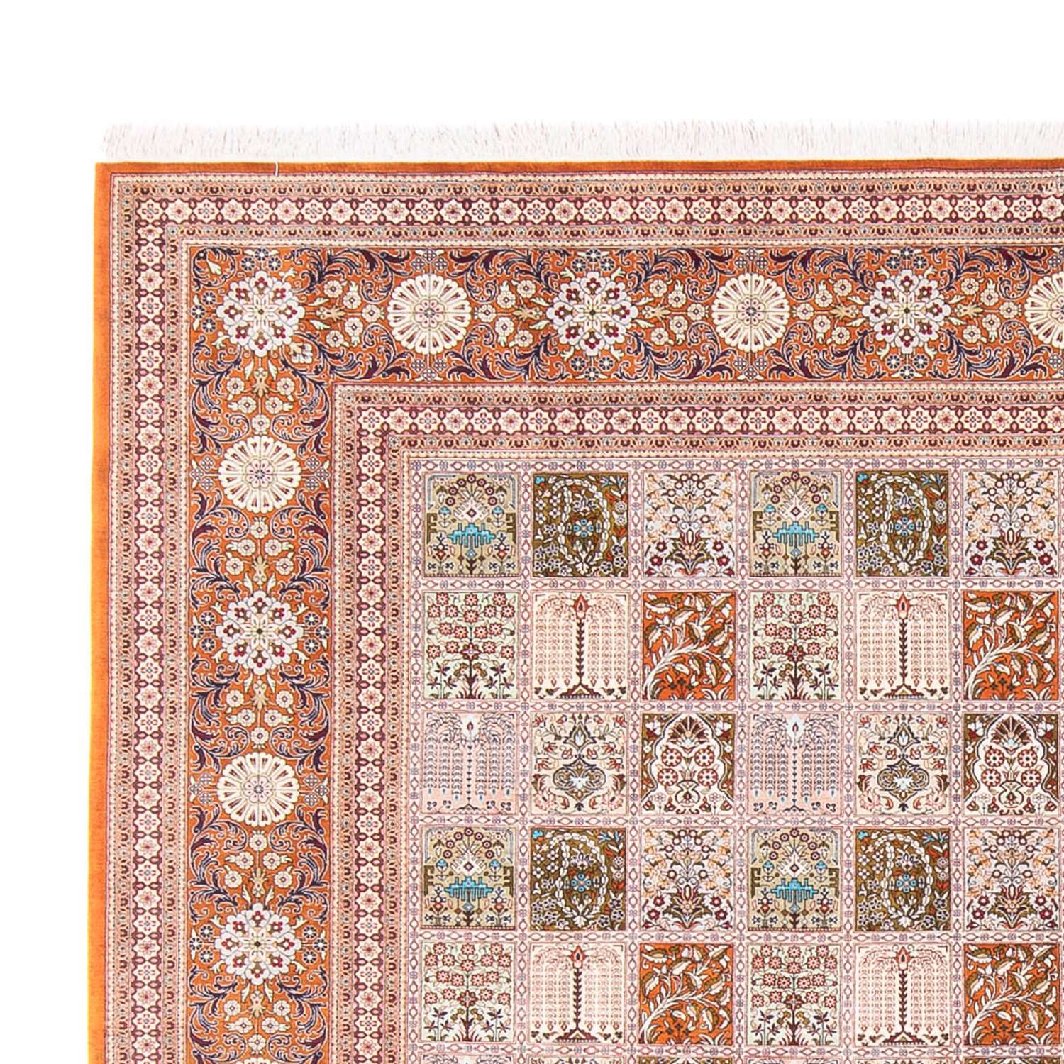 Jedwabny dywan - Ghom Silk - Premium kwadratowy  - 250 x 250 cm - wielokolorowy