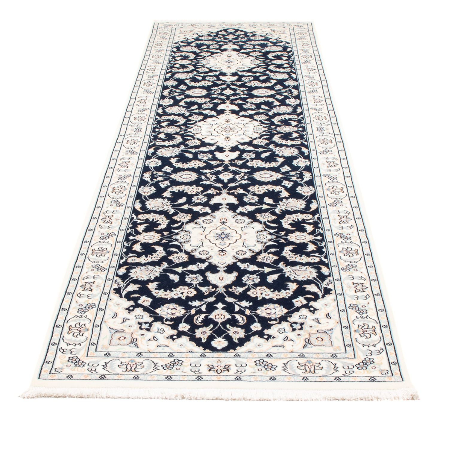 Tapis de couloir Tapis persan - Nain - Premium - 302 x 81 cm - bleu foncé