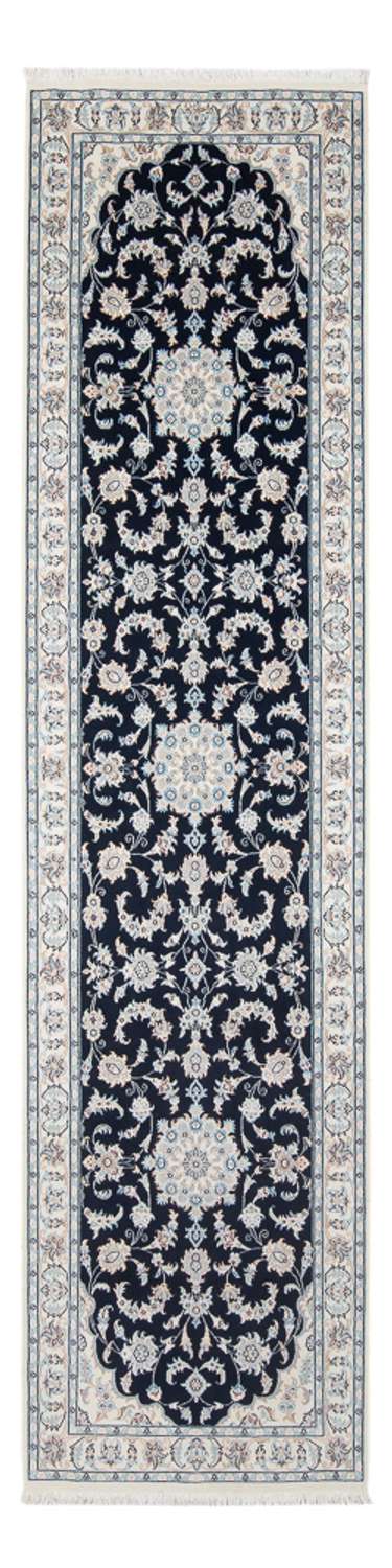 Corredor Tapete Persa - Nain - Premium - 305 x 82 cm - azul escuro