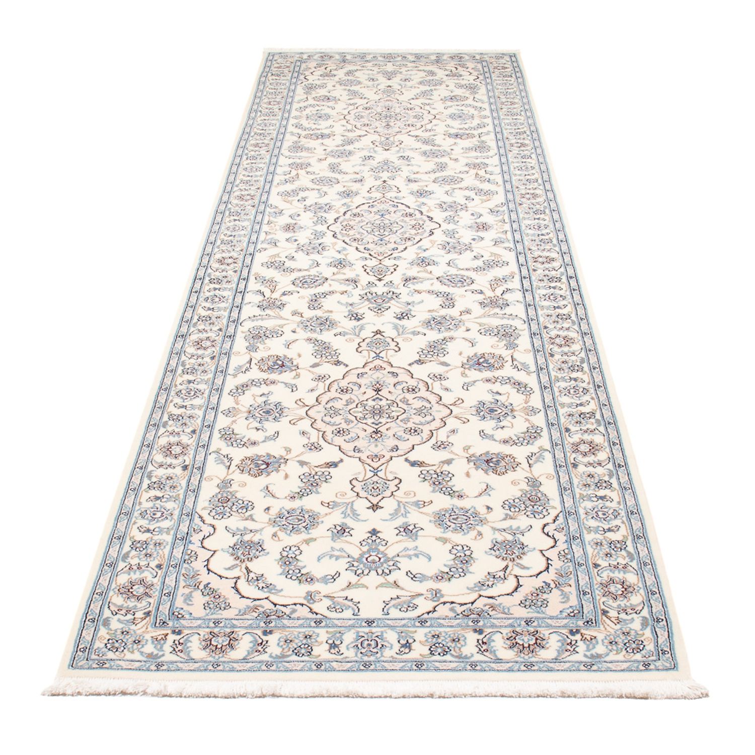 Tapis de couloir Tapis persan - Nain - Premium - 346 x 84 cm - crème