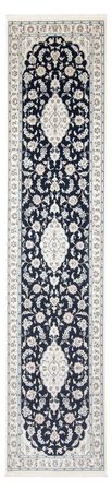 Loper Perzisch tapijt - Nain - Premium - 344 x 90 cm - donkerblauw