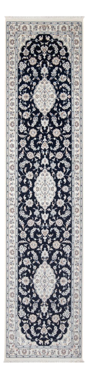 Loper Perzisch tapijt - Nain - Premium - 340 x 85 cm - donkerblauw