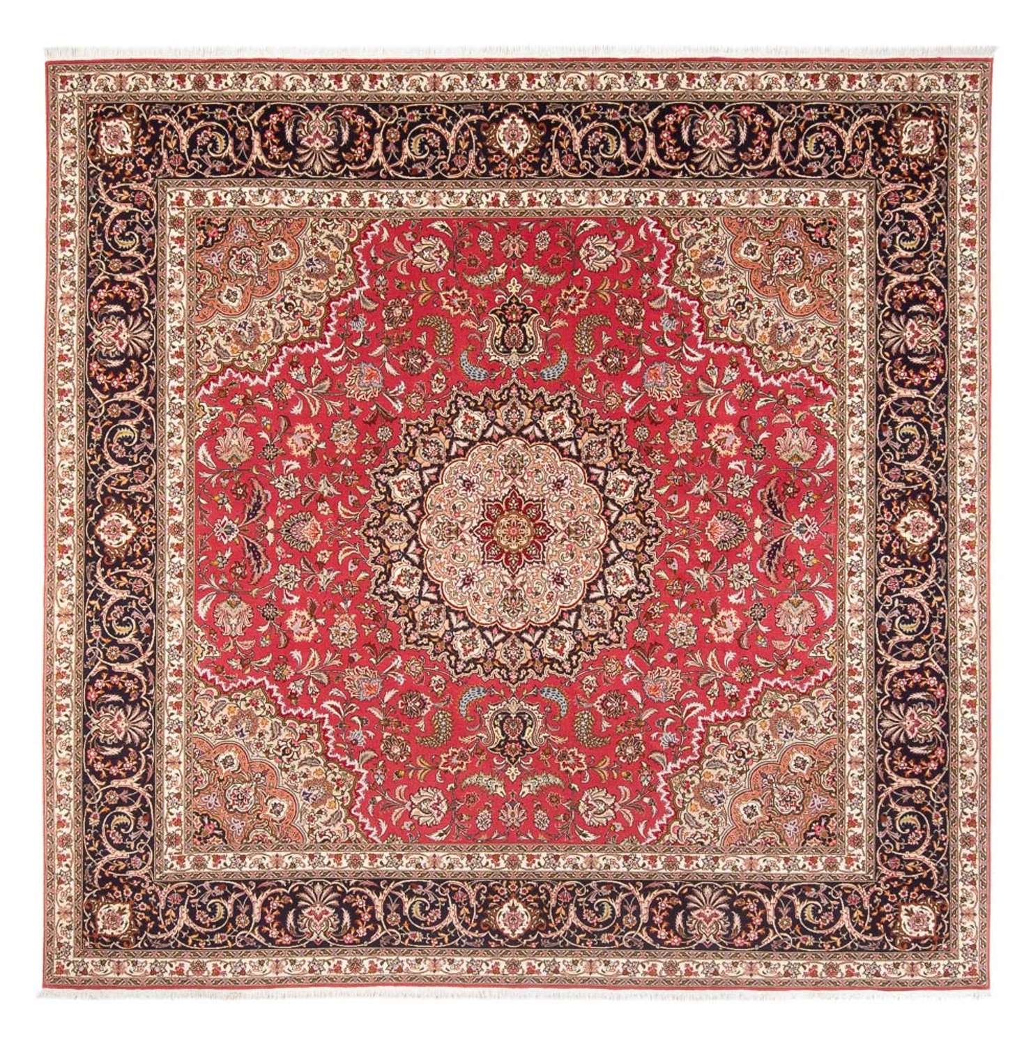 Dywan perski - Tabriz - Królewski kwadratowy  - 252 x 252 cm - czerwony