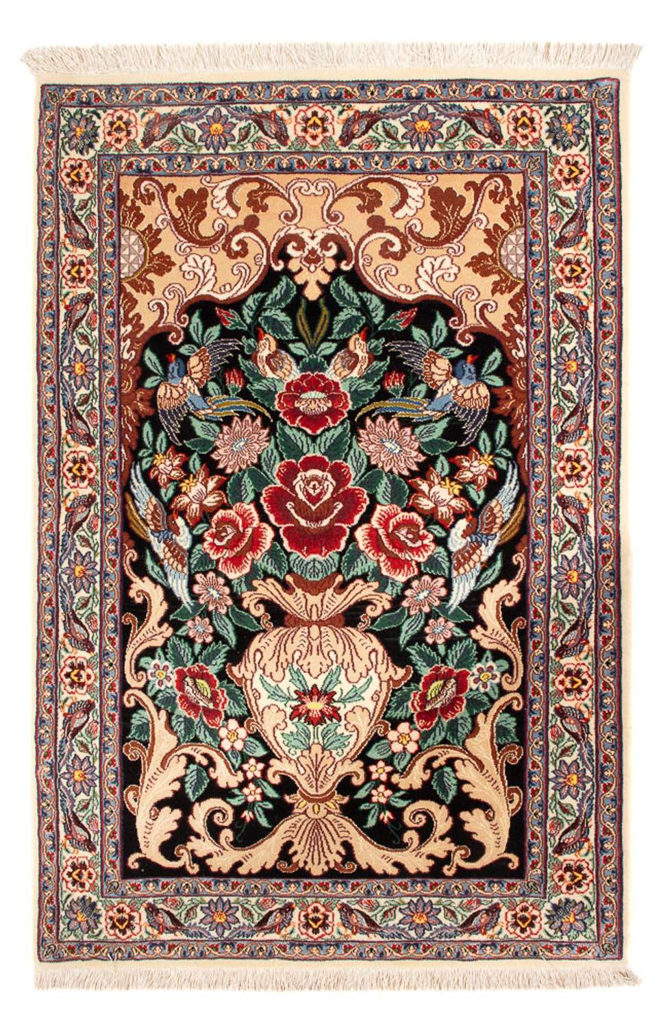 Tapis persan - Isfahan - Premium - 105 x 70 cm - bleu foncé