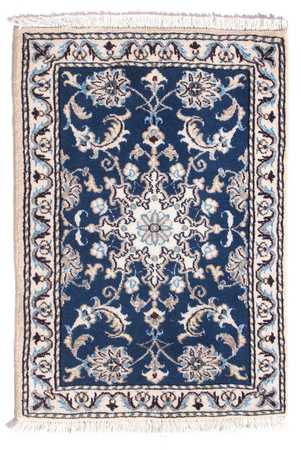 Alfombra persa - Nain - 90 x 60 cm - azul