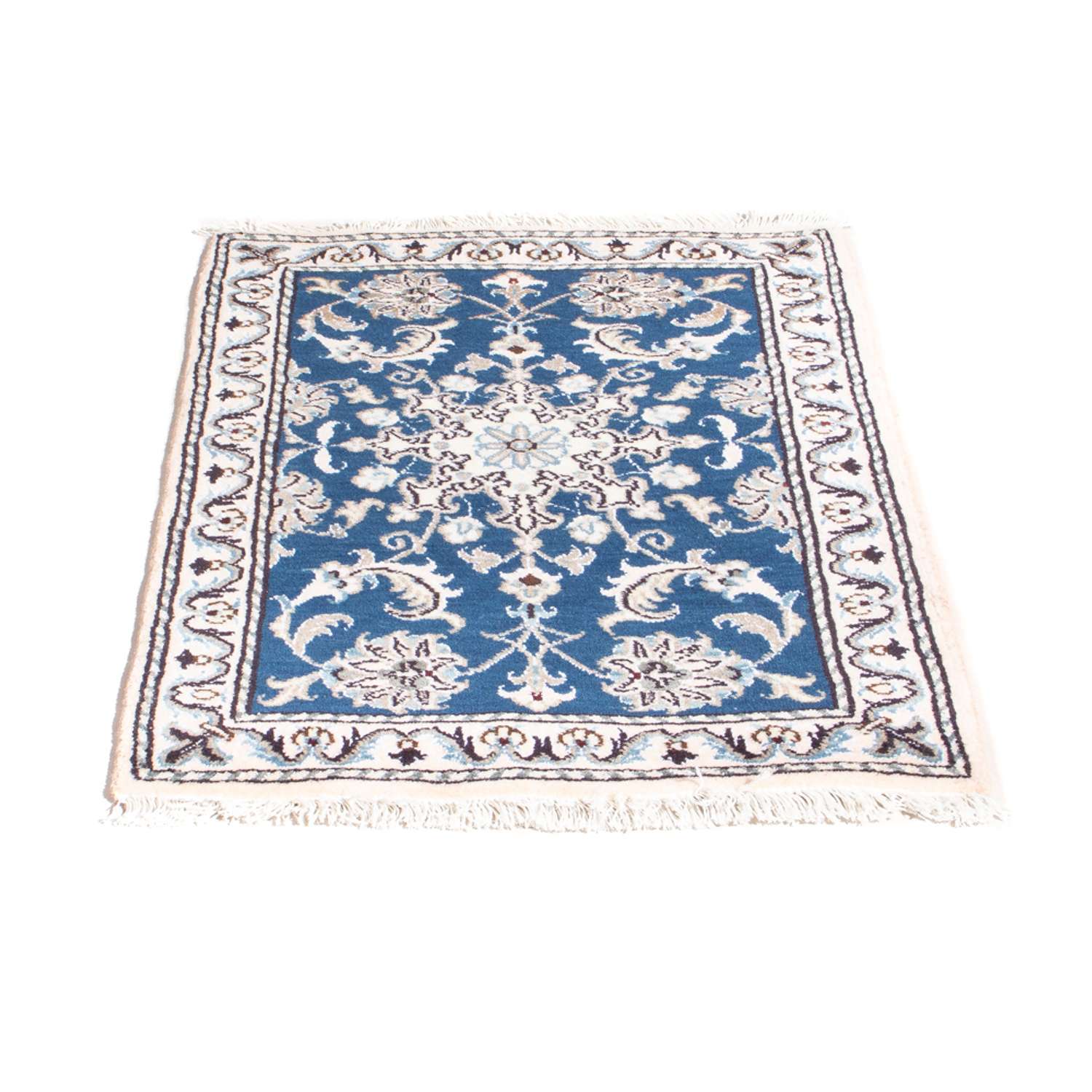 Alfombra persa - Nain - 90 x 60 cm - azul