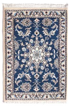 Alfombra persa - Nain - 90 x 60 cm - azul