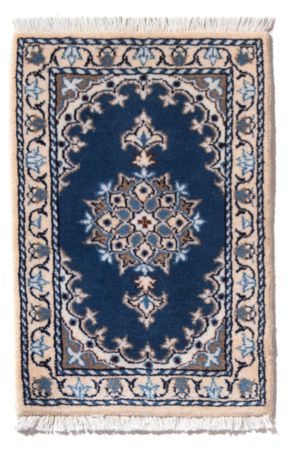 Alfombra persa - Nain - 60 x 40 cm - azul marino