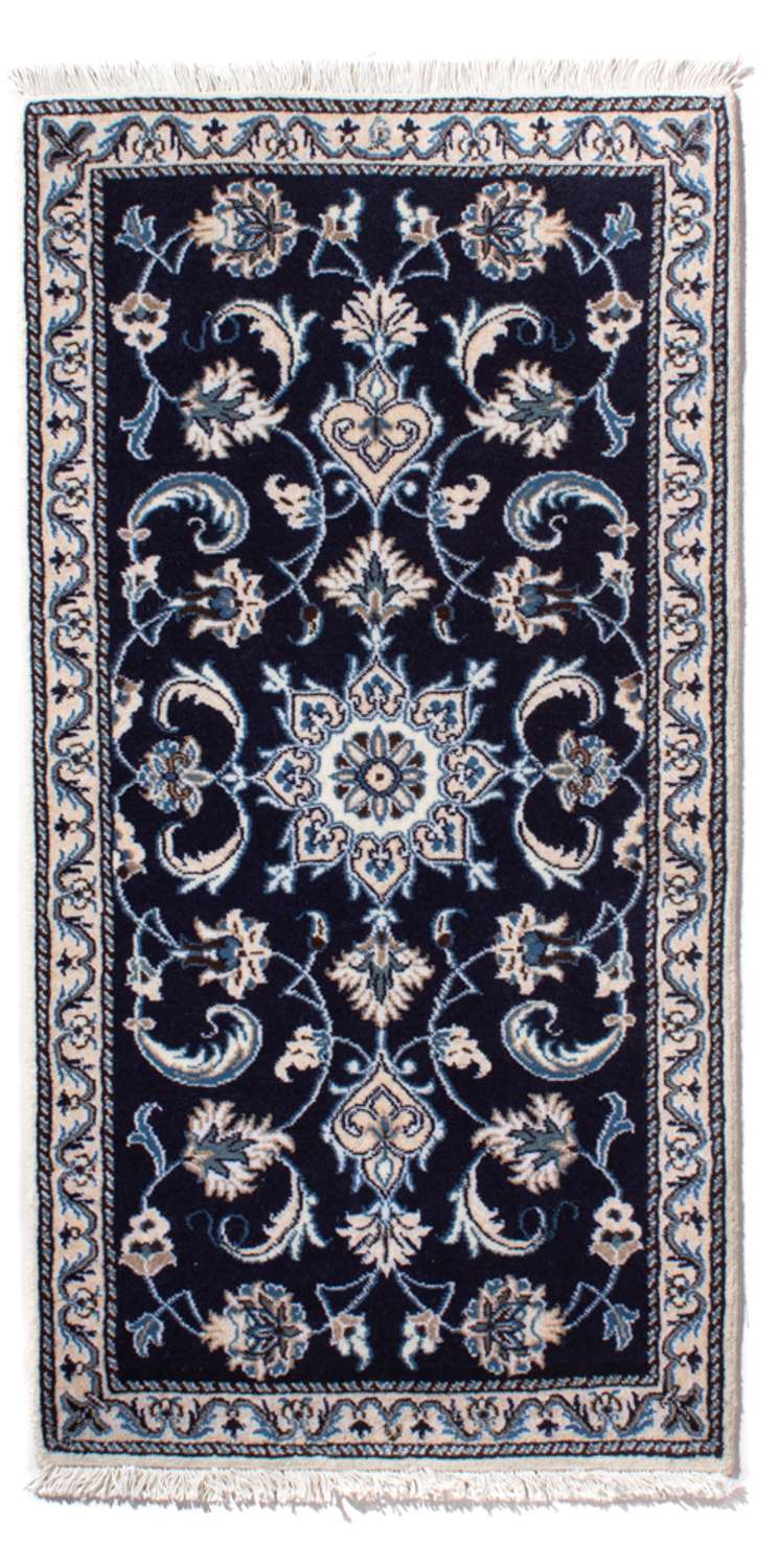 Alfombra persa - Nain - 135 x 69 cm - azul oscuro