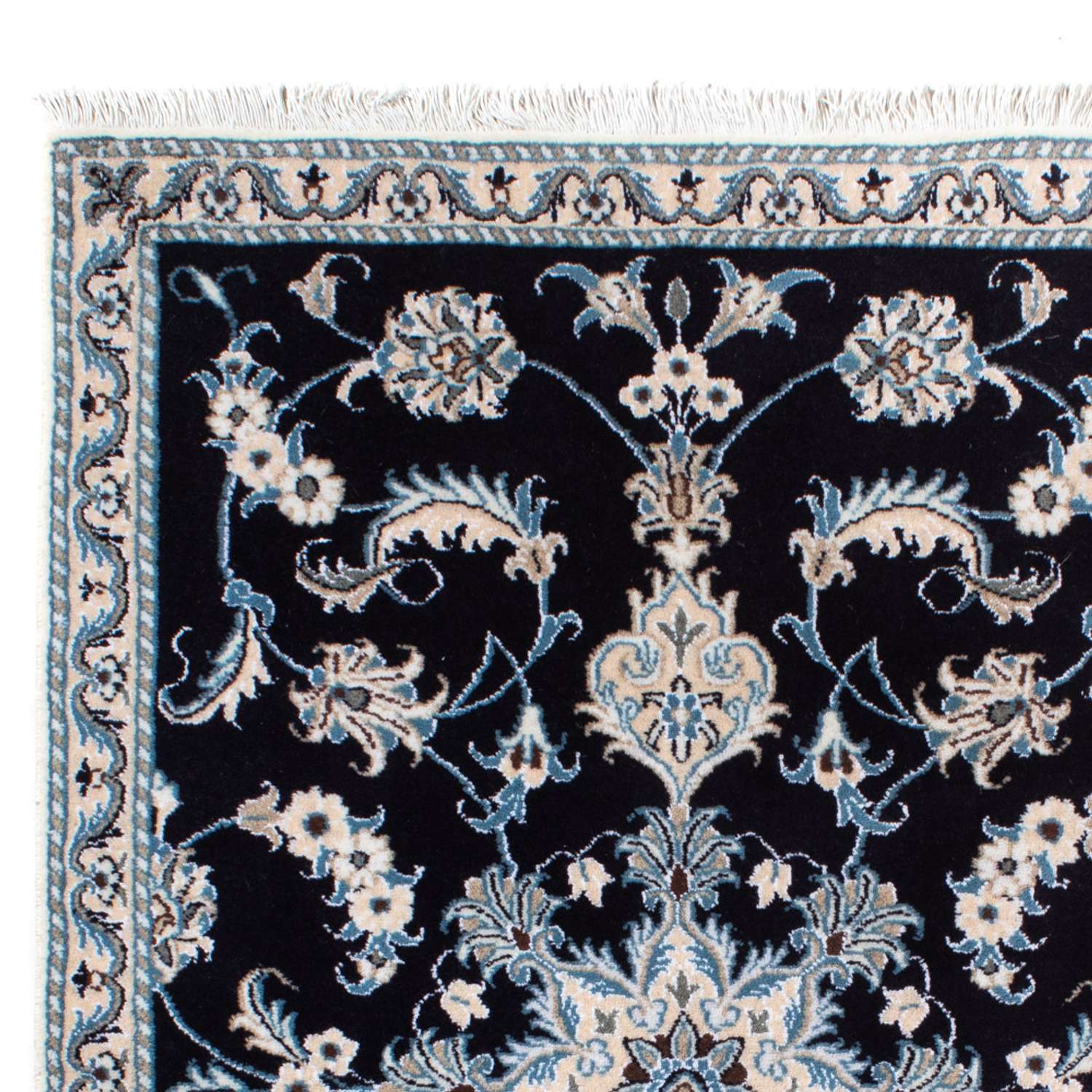 Tapis persan - Nain - 135 x 89 cm - bleu foncé