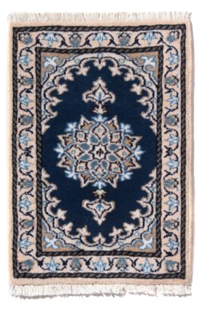 Tapis persan - Nain - 60 x 40 cm - bleu foncé