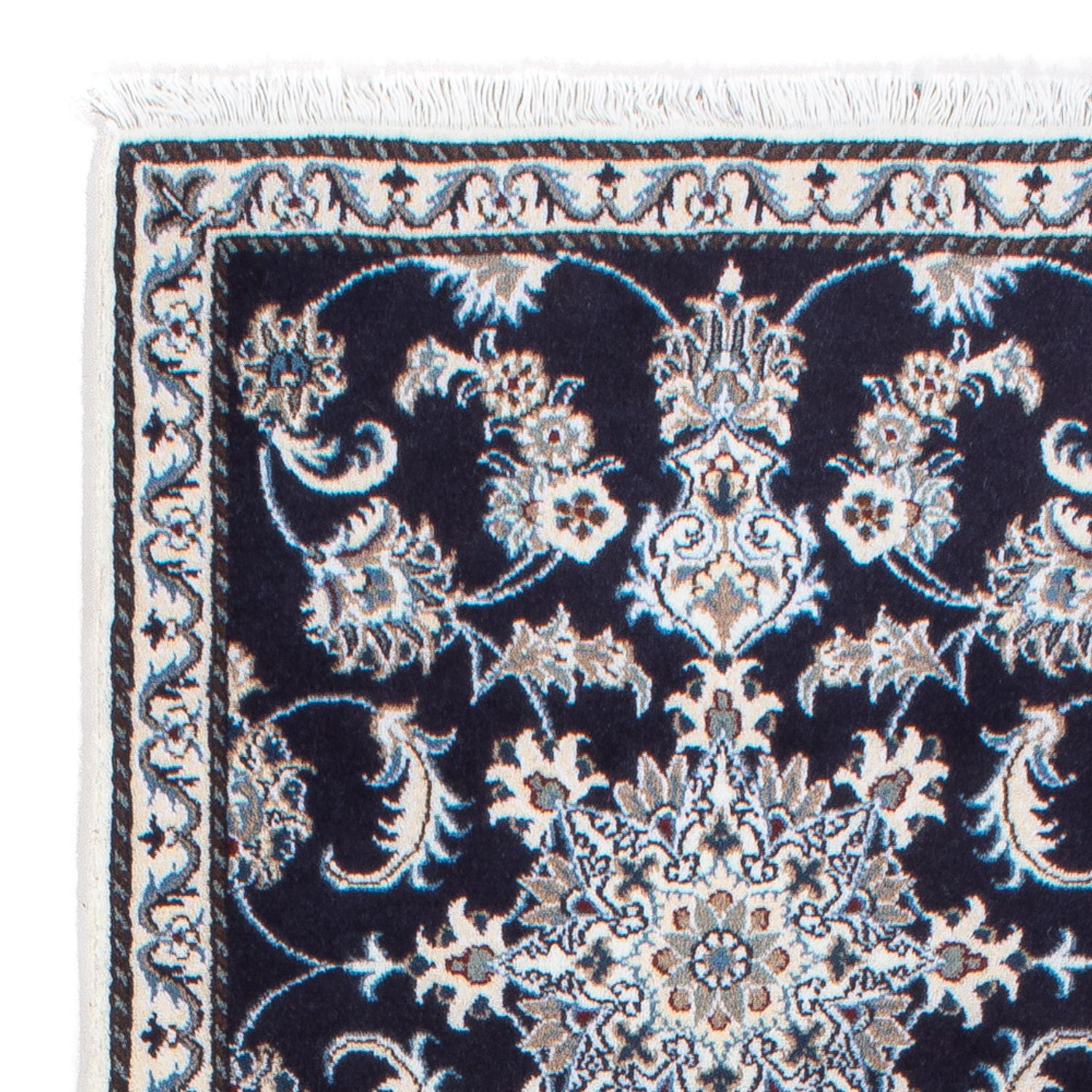 Tapis de couloir Tapis persan - Nain - 196 x 76 cm - bleu foncé