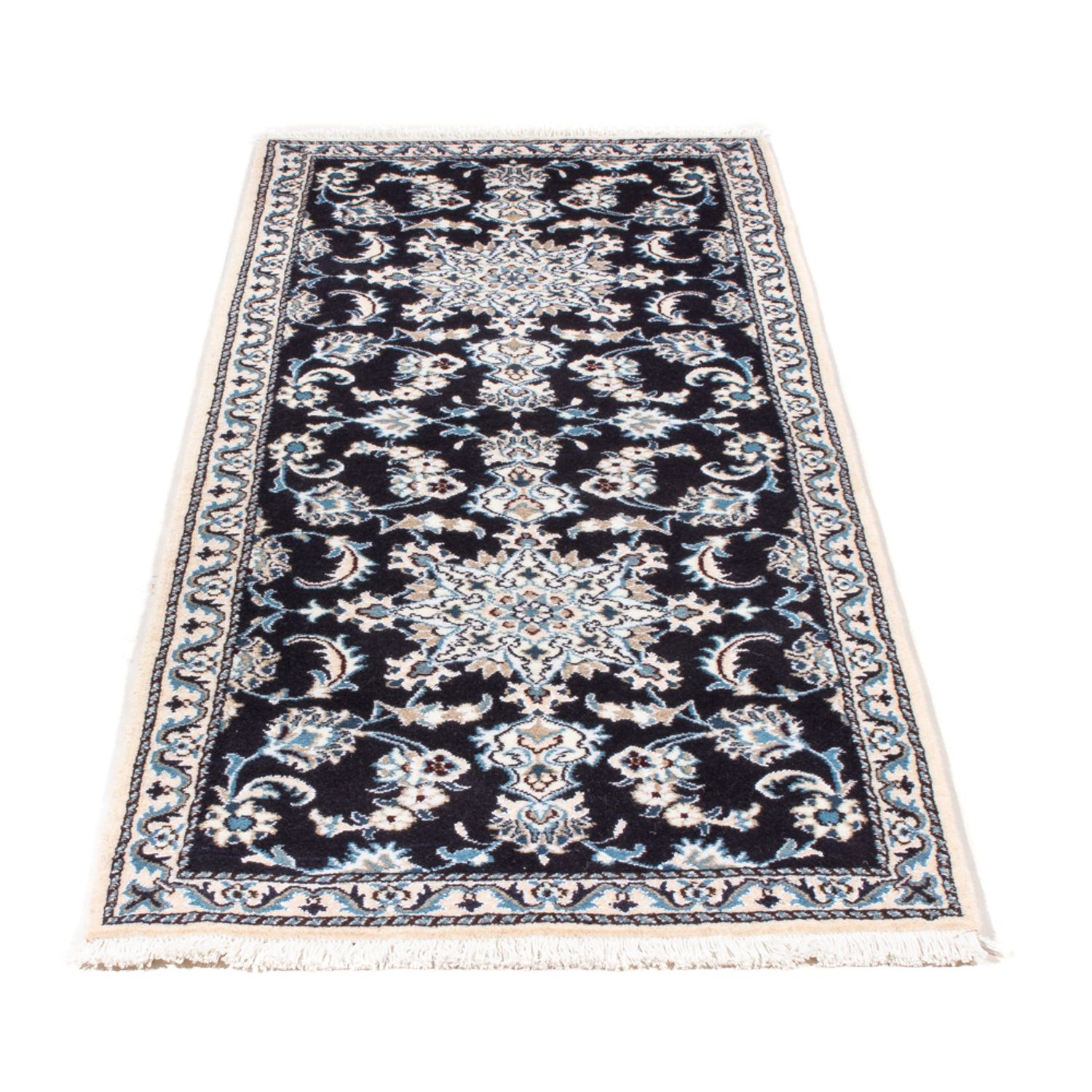 Loper Perzisch tapijt - Nain - 196 x 76 cm - donkerblauw