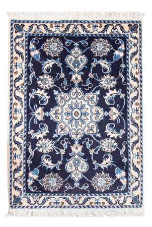 Alfombra Persa - Nain - Real - 90 x 60 cm - azul oscuro