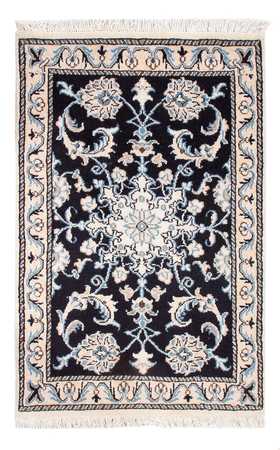 Alfombra Persa - Nain - Real - 90 x 60 cm - azul oscuro