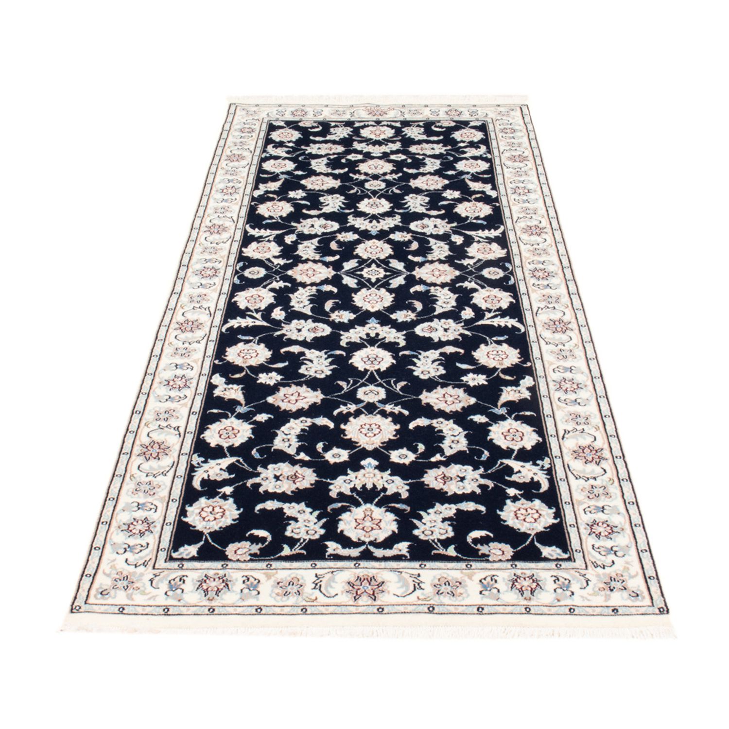 Tapis de couloir Tapis persan - Nain - Royal - 204 x 82 cm - bleu foncé