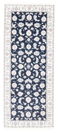 Alfombra de pasillo Alfombra Persa - Nain - Real - 204 x 82 cm - azul oscuro