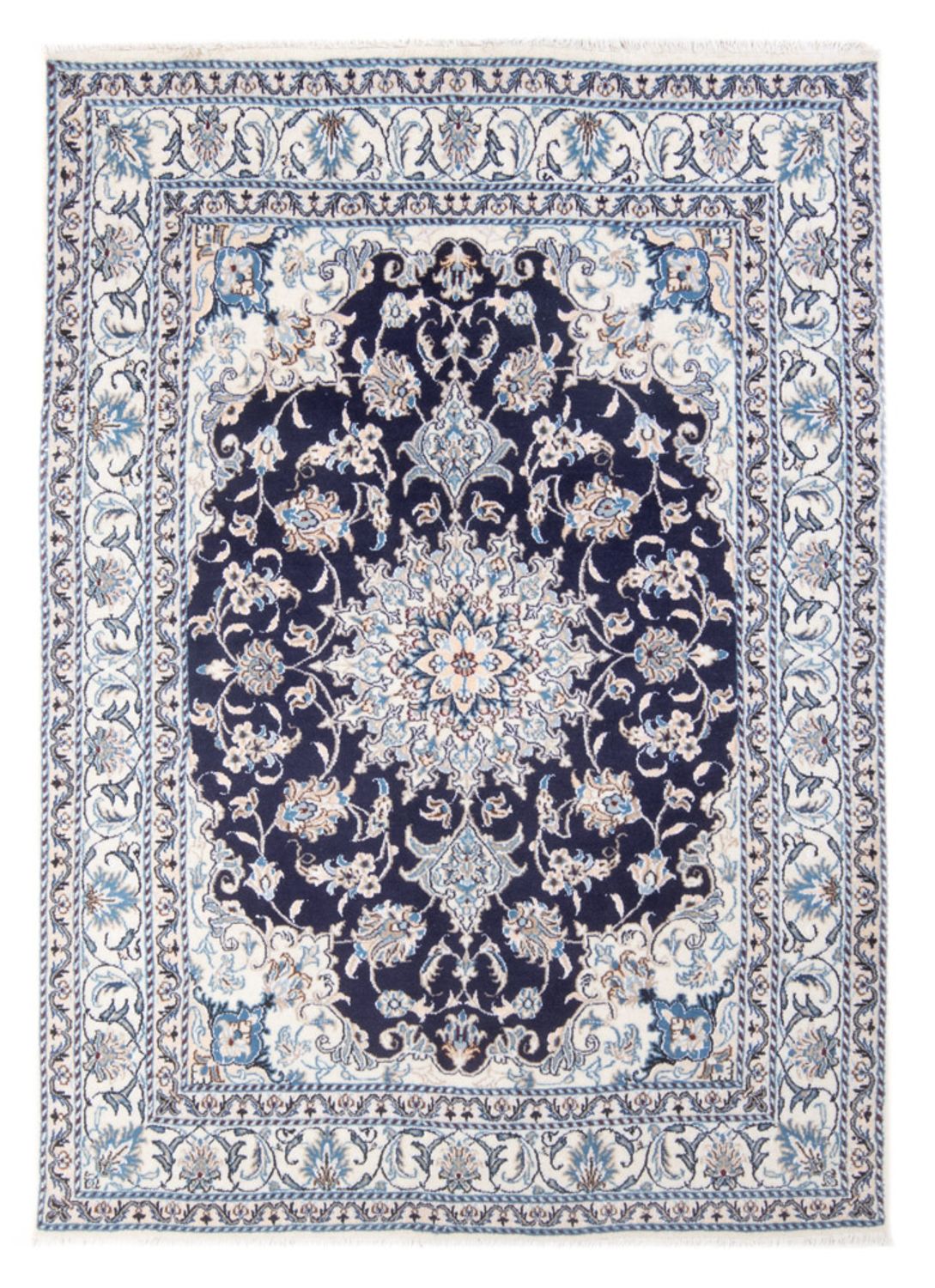 Alfombra Persa - Nain - Real - 201 x 145 cm - azul oscuro