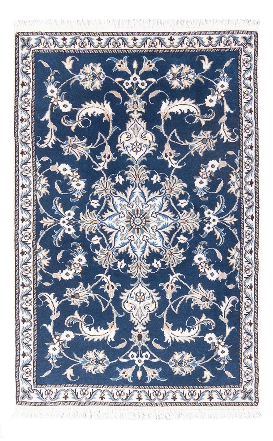 Tapis persan - Nain - 140 x 90 cm - bleu foncé