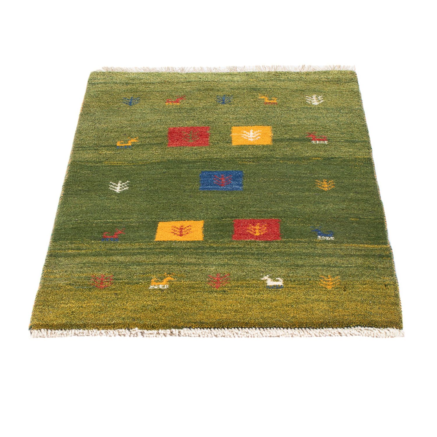 Tapis Gabbeh - Persan - 87 x 57 cm - vert