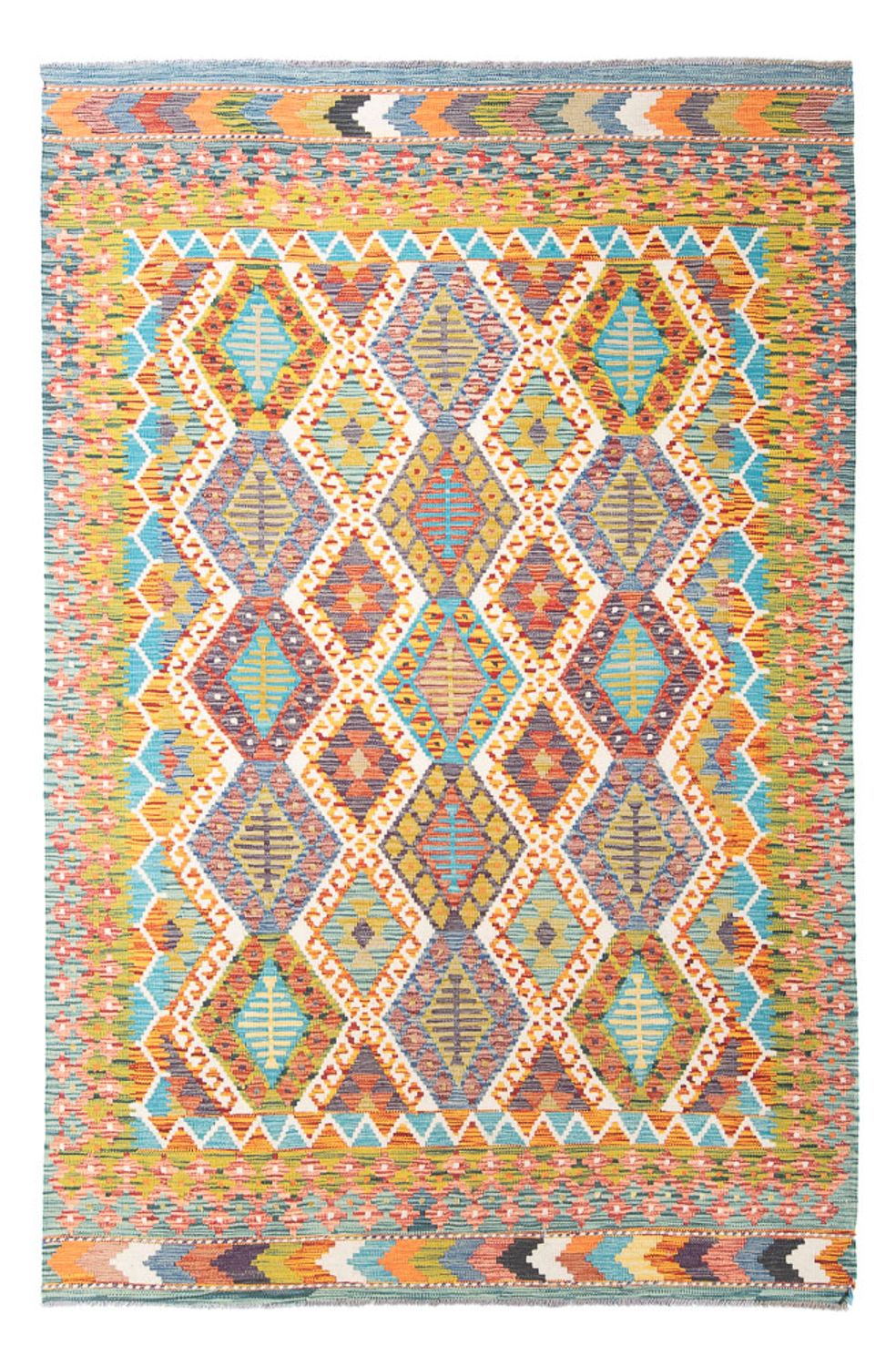 Alfombra Kelim - Splash - 252 x 175 cm - multicolor