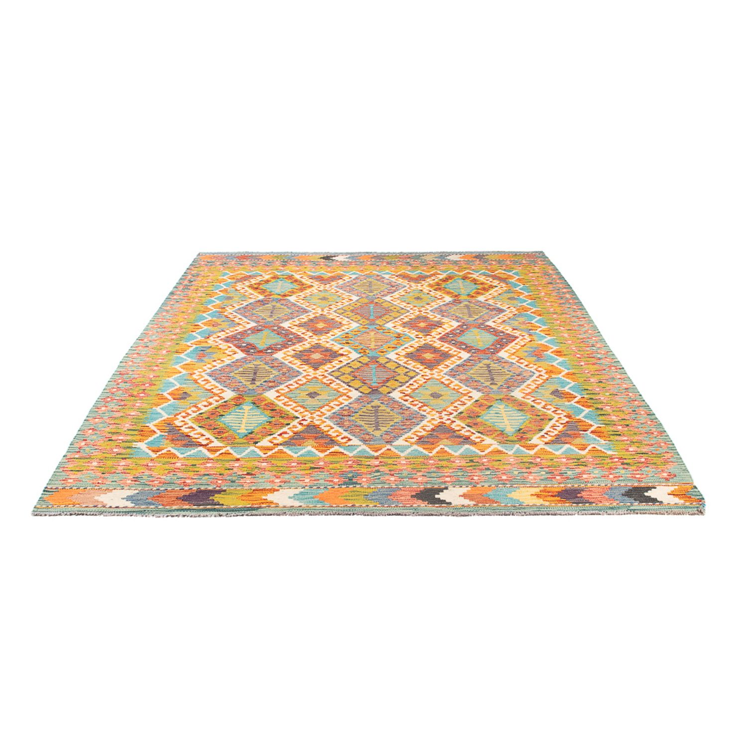 Tapis Kelim - Splash - 252 x 175 cm - multicolore