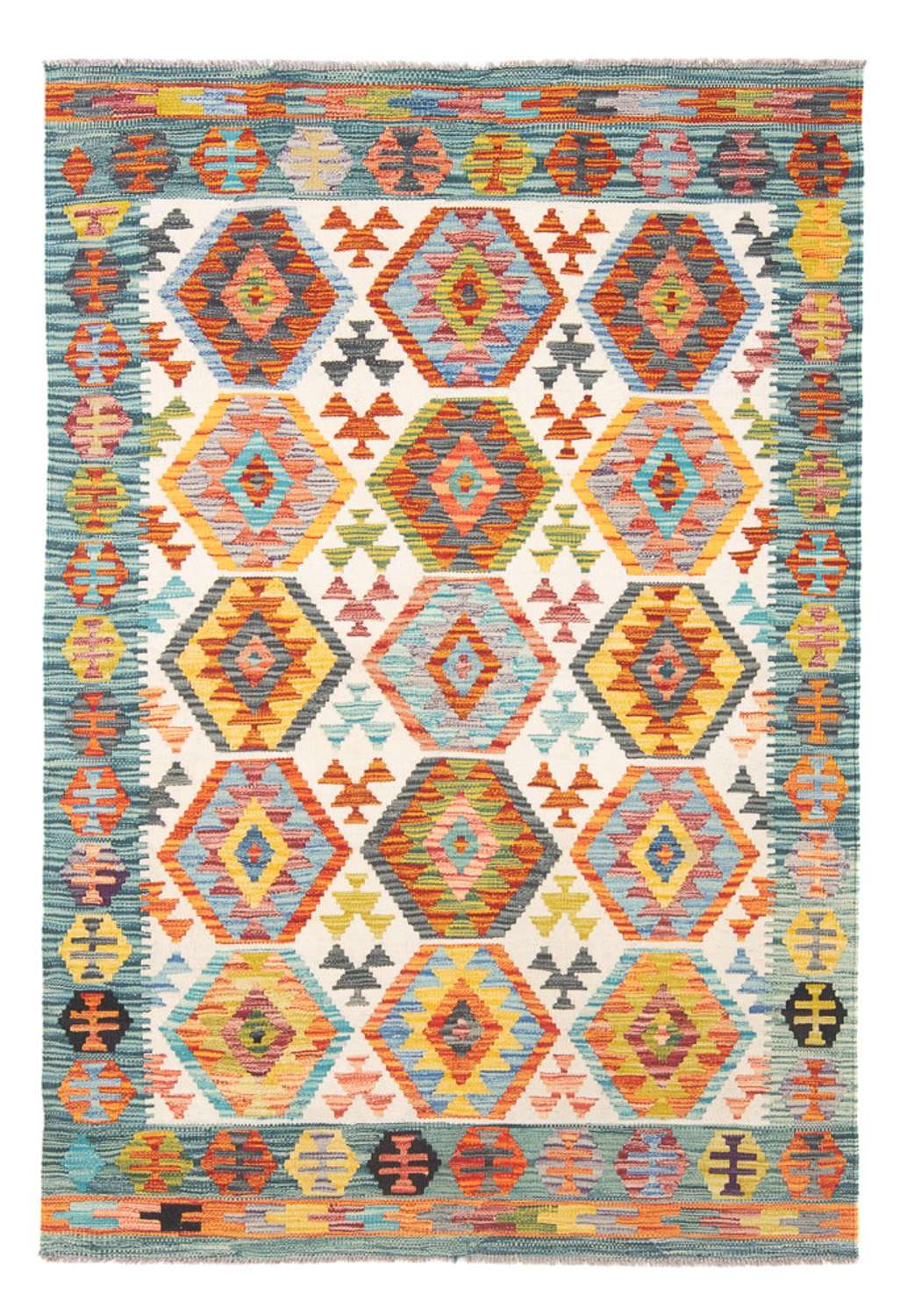 Kelim Carpet - Splash - 182 x 126 cm - flerfärgad