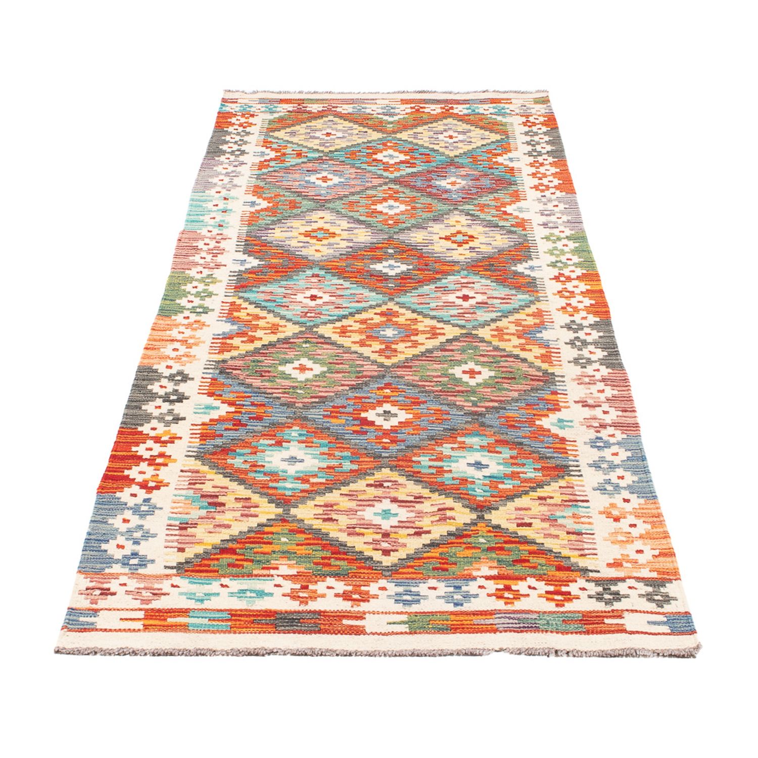 Tapis de couloir Tapis Kelim - Splash - 255 x 74 cm - multicolore