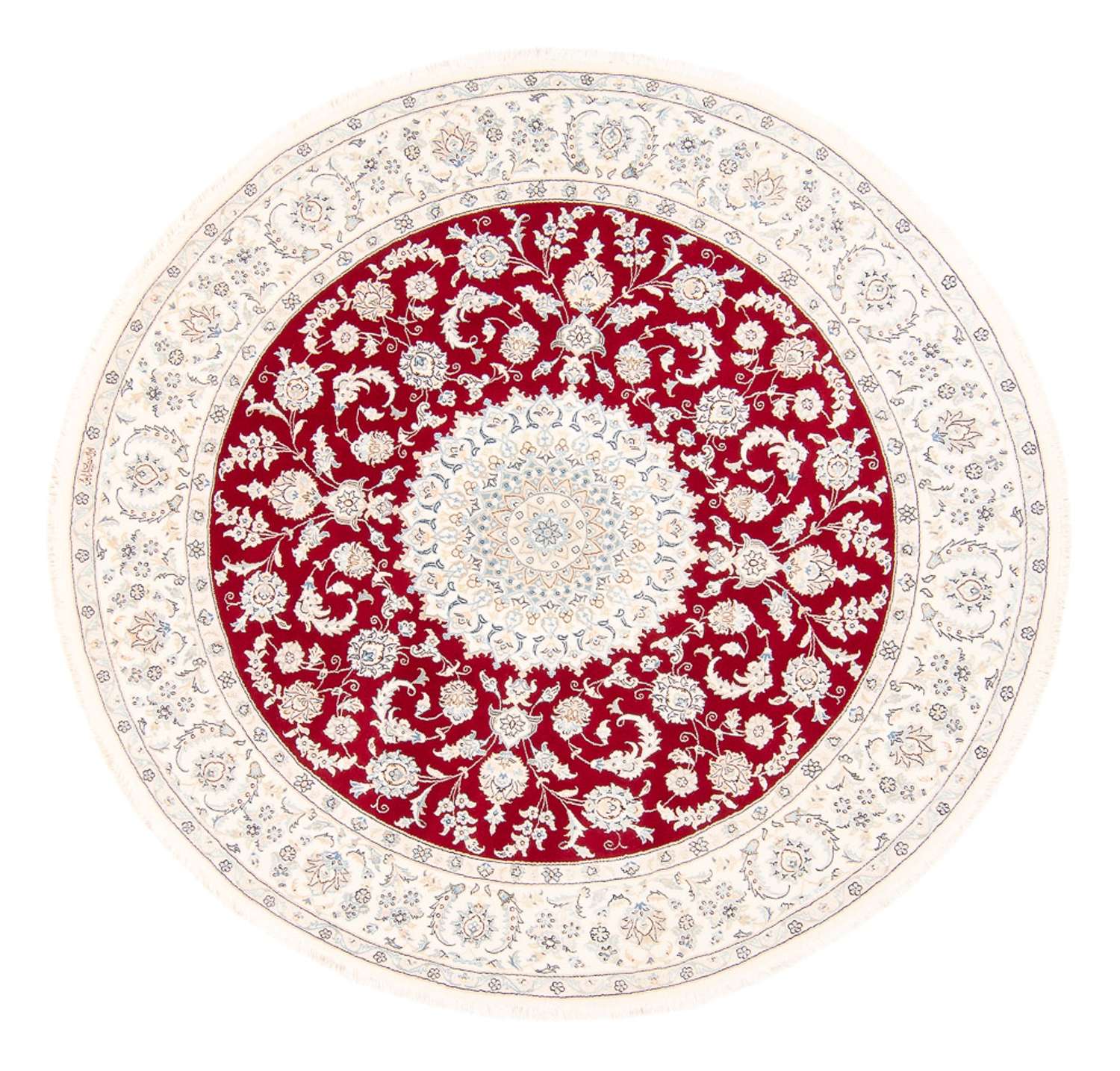 Tapis persan - Nain ronde  - 200 x 200 cm - rouge