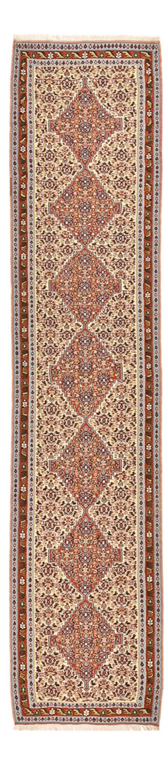 Løper Kelimteppe - Orientalsk - 393 x 87 cm - beige