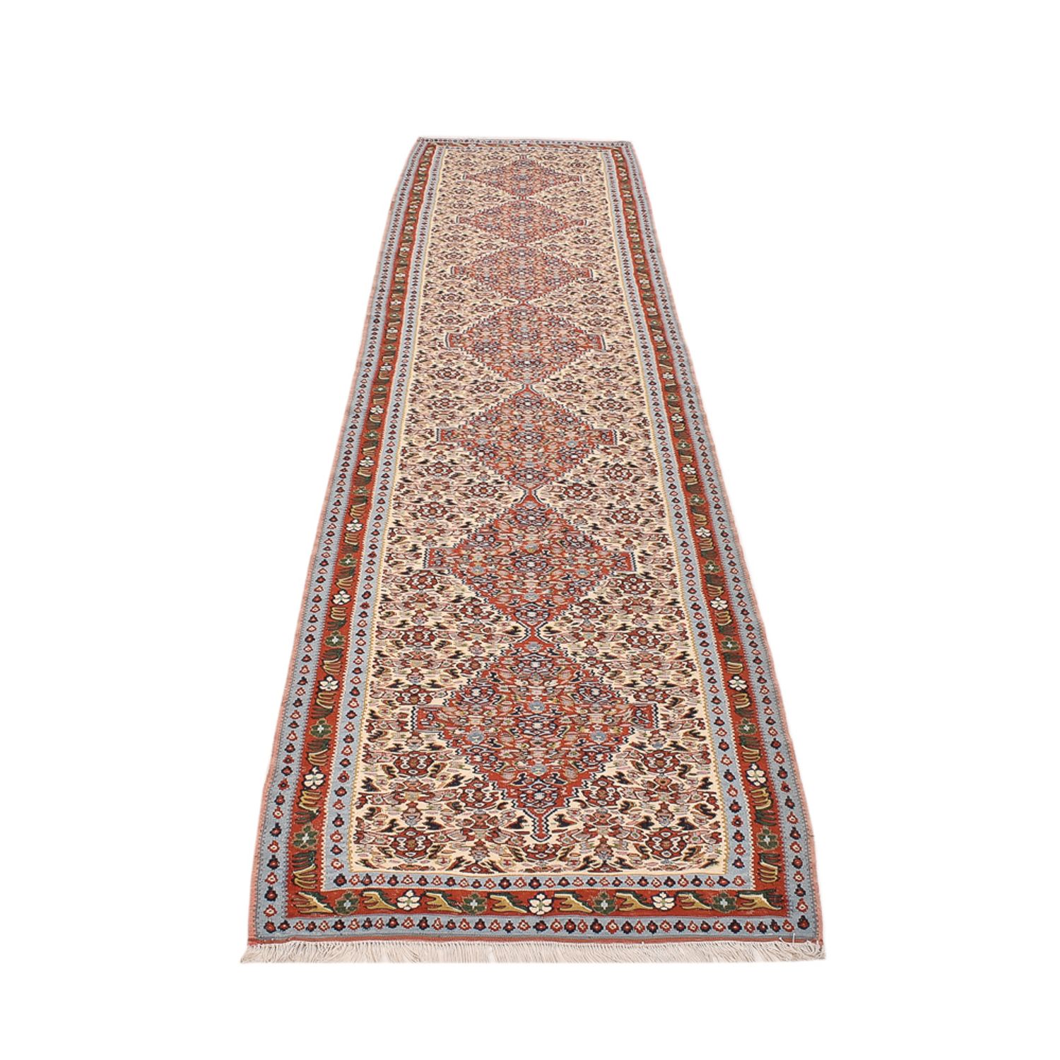 Tapis de couloir Tapis Kelim - Oriental - 393 x 87 cm - beige